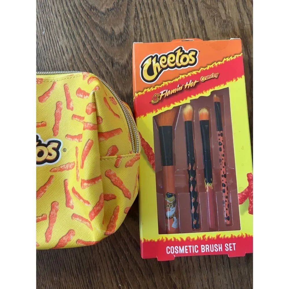 Flamin' Hot Cosmetic Brush Set -Cosmetics Bag ain’t easy being cheesy 🧀